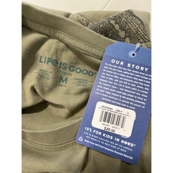 Life Is Good Diversified Freshwater Catch Crusher Tee Mens Medium Moss Green NEW - Picture 5 of 6